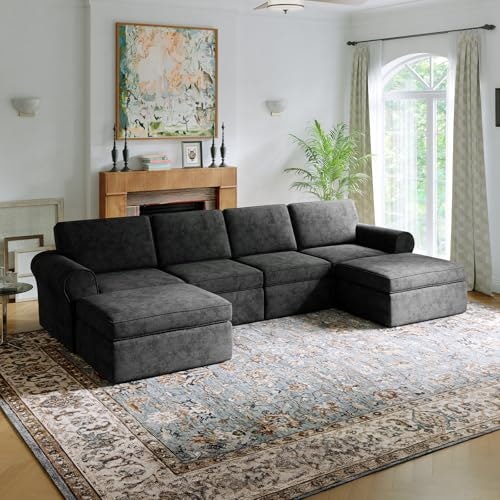 Novilla 138-Inch Modular Sectional Sofa 4-Seater with 2 Ottomans: $709.99 Novilla 138-Inch Modular Sectional Sofa 4-Seater with 2 Ottomans: $709.99