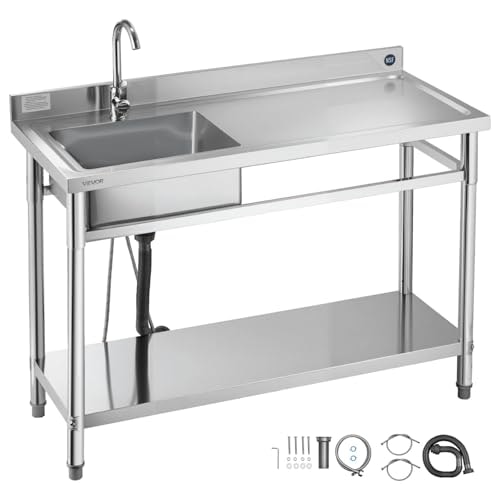 Vevor 47x20x37-inch Stainless Steel Utility Sink: $199.41