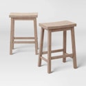 24" Solid Wood Saddle Counter Height Barstool 2-Pack for $31 + free shipping