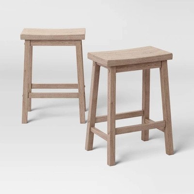 24" Solid Wood Saddle Counter Height Barstool 2-Pack: $31