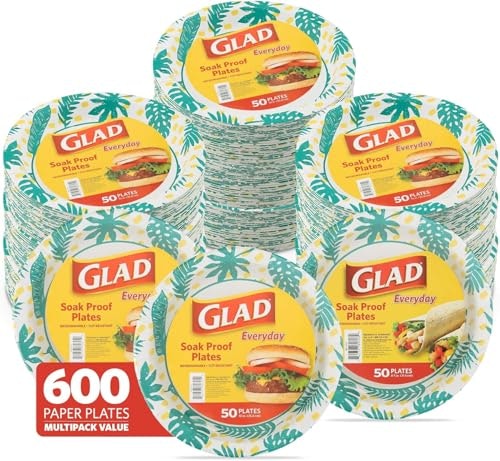 Glad 10-inch Round Disposable Paper Plates 50-Count 12-Pack: $72.30 Glad 10-inch Round Disposable Paper Plates 50-Count 12-Pack: $72.30