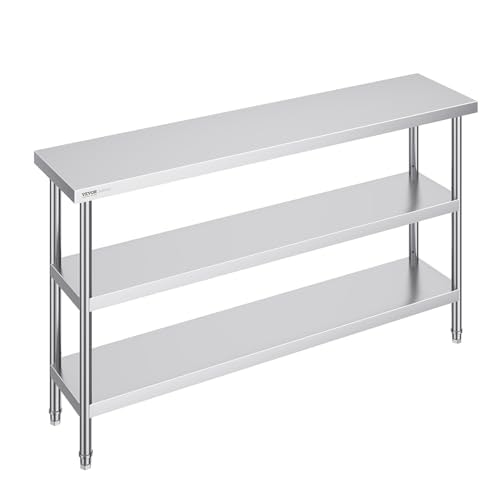 Vevor 14 x 60-Inch Stainless Steel Commercial Prep Table: $123.99 Vevor 14 x 60-Inch Stainless Steel Commercial Prep Table: $123.99