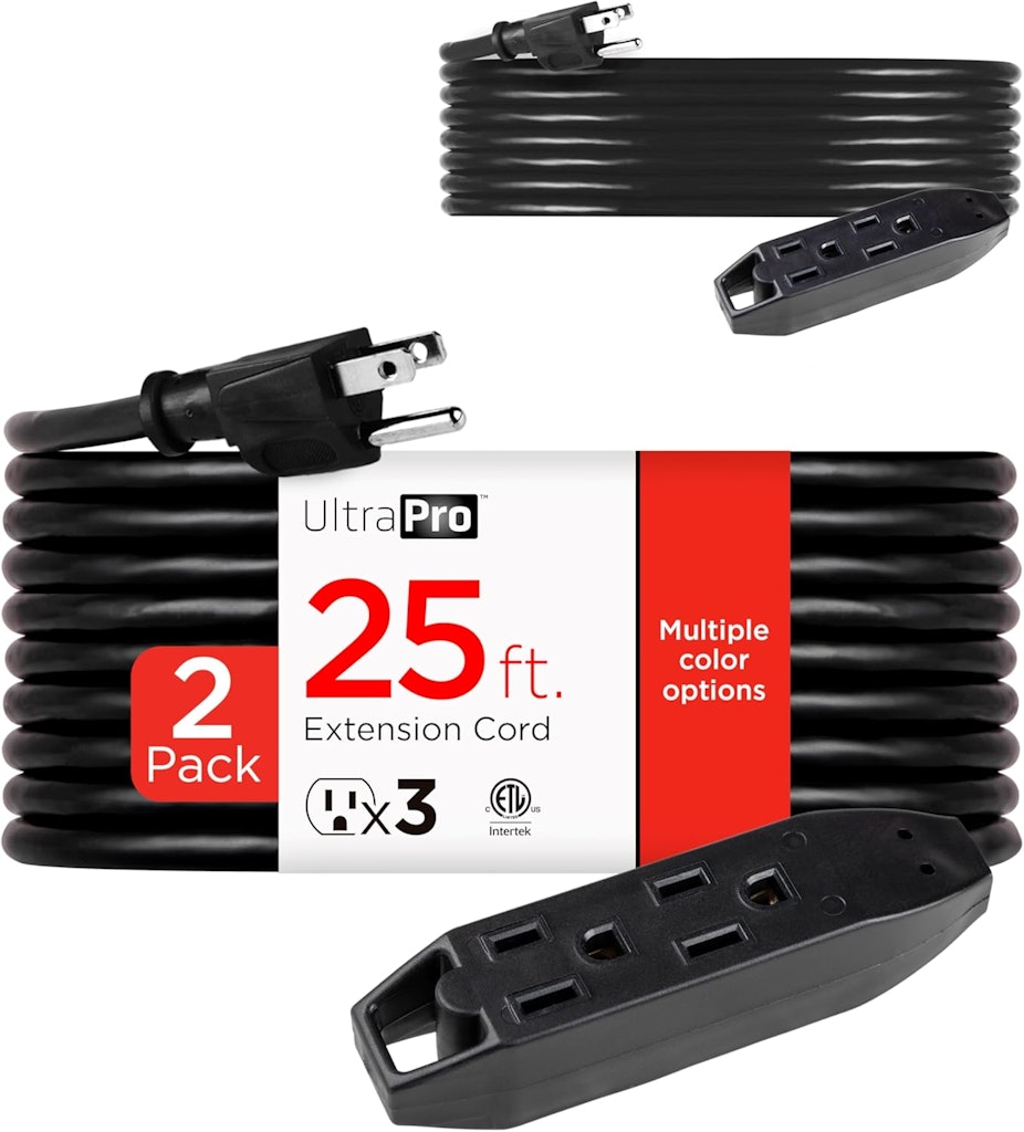 UltraPro 25-Foot 3-Outlet Indoor Extension Cord 2-Pack: $21