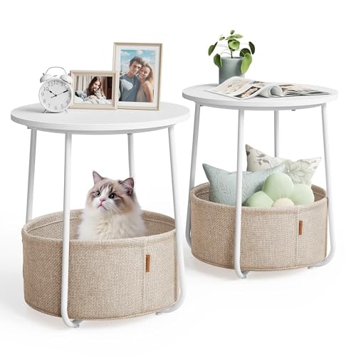 Vasagle Round Side Table with Fabric Basket 2-Pack: $63.99 Vasagle Round Side Table with Fabric Basket 2-Pack: $63.99