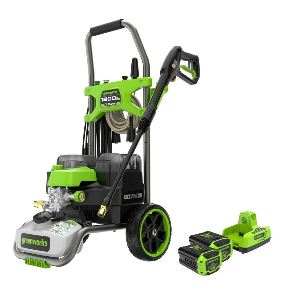 Greenworks 60V Hybrid 1,800-PSI 1.2-GPM Pressure Washer with 2 Batteries and Charger: $212 Greenworks 60V Hybrid 1,800-PSI 1.2-GPM Pressure Washer with 2 Batteries and Charger: $212