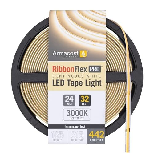 Armacost Lighting RibbonFlex Pro 24V 3000K COB LED Strip Light 10-Meter: $98.13
