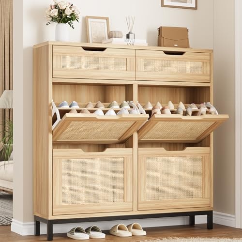 Jocoevol Rattan 4-Drawer Shoe Cabinet: $128.99