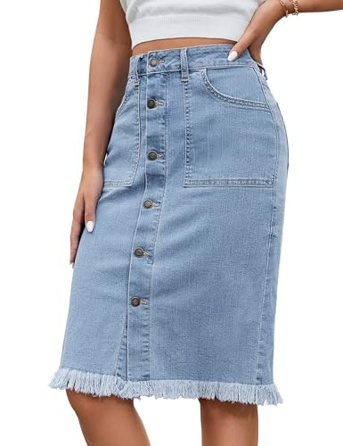 Luvamia Women's Frayed Raw Hem Denim Skirt: $27.19 Luvamia Women's Frayed Raw Hem Denim Skirt: $27.19
