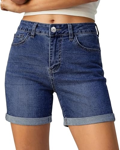 Luvamia Women's Mid-Thigh Jean Shorts with Pockets: $16.99 Luvamia Women's Mid-Thigh Jean Shorts with Pockets: $16.99