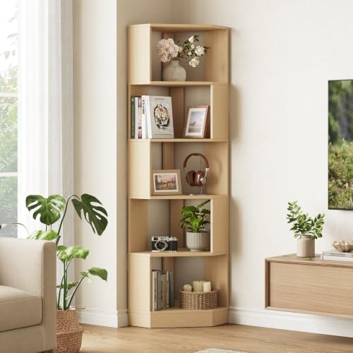 Pixoura 5-Tier Wooden Corner Bookshelf: $75.99 Pixoura 5-Tier Wooden Corner Bookshelf: $75.99