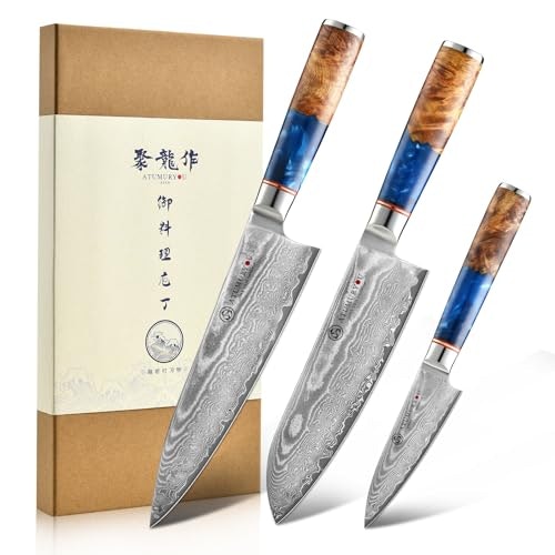 Japanese Damascus Steel Chef Knife 3-Piece Set: $139.98 Japanese Damascus Steel Chef Knife 3-Piece Set: $139.98