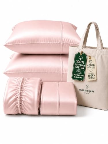Cloudscape Linen 400TC 100% Cotton Deep Pocket California King Sheet Set: $80.23