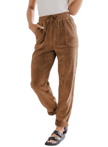 Evaless Women's Corduroy Drawstring High-Waist Trousers: $25.99 Evaless Women's Corduroy Drawstring High-Waist Trousers: $25.99