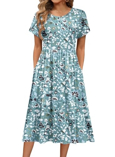 Hotouch Women's Casual Floral A-Line Midi Dress: $26.97