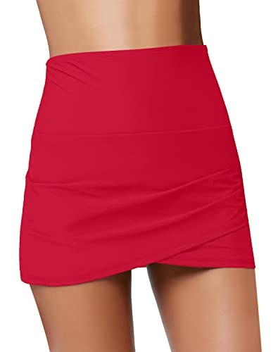 Grapent Women's High Waist Tulip Hem Shirred Swim Skirt: $19.54