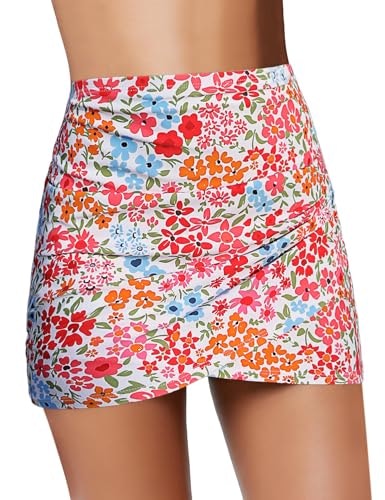 Grapent Women's High Waist Shirred Tulip Hem Swim Skirt: $19.54