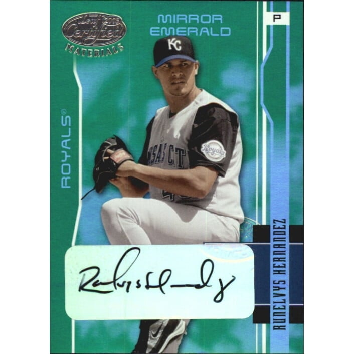 2003 Leaf Certified Materials Mirror Emerald Runelvys Hernandez Autograph Card: $25