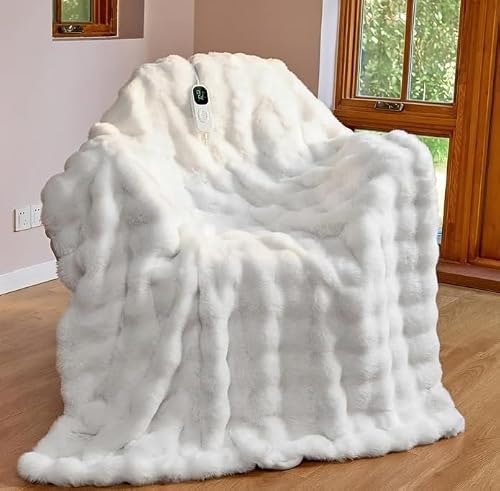 IUUI Electric Heated Faux Rabbit Fur Throw Blanket: $56.52