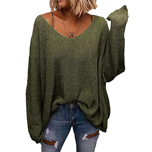 BZB Women's V-Neck Long Sleeve Oversized Pullover Sweater: $22.93