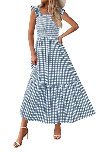 Prettygarden Women's Ruffle Strap Gingham Midi Sundress: $37.22