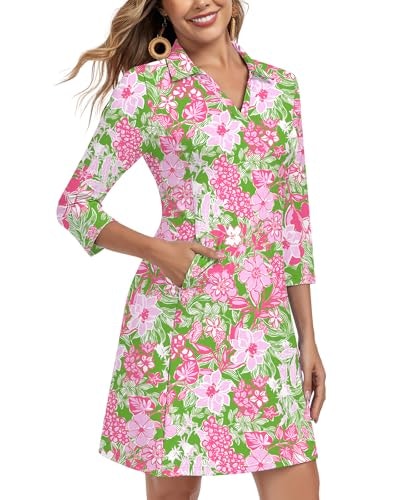 Soneven Women's 3/4 Sleeve UPF 50+ Sun Dress: $30.59