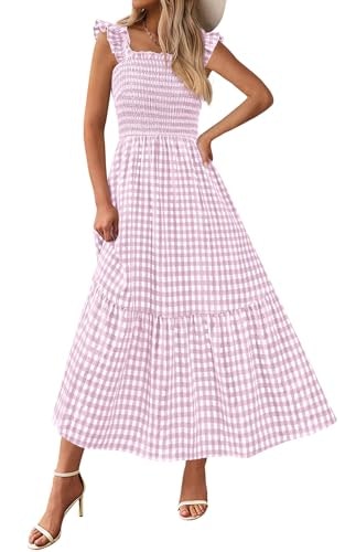 Prettygarden Women's Ruffle Strap Gingham Midi Sundress: $44.18
