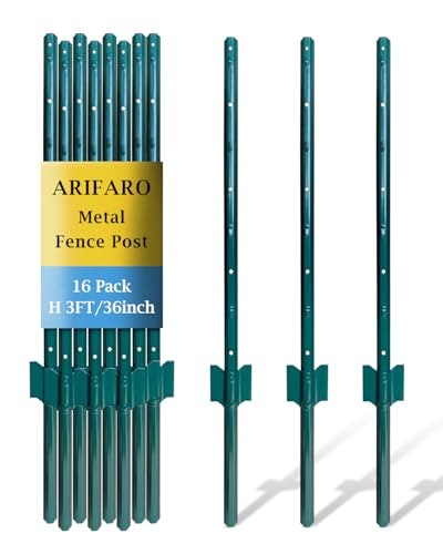 Arifaro 3-Foot Metal Fence Posts 16-Pack: $50.98