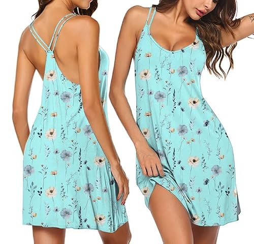 Ekouaer Women's Sleeveless V-Neck Nightgown: $9.96 Ekouaer Women's Sleeveless V-Neck Nightgown: $9.96