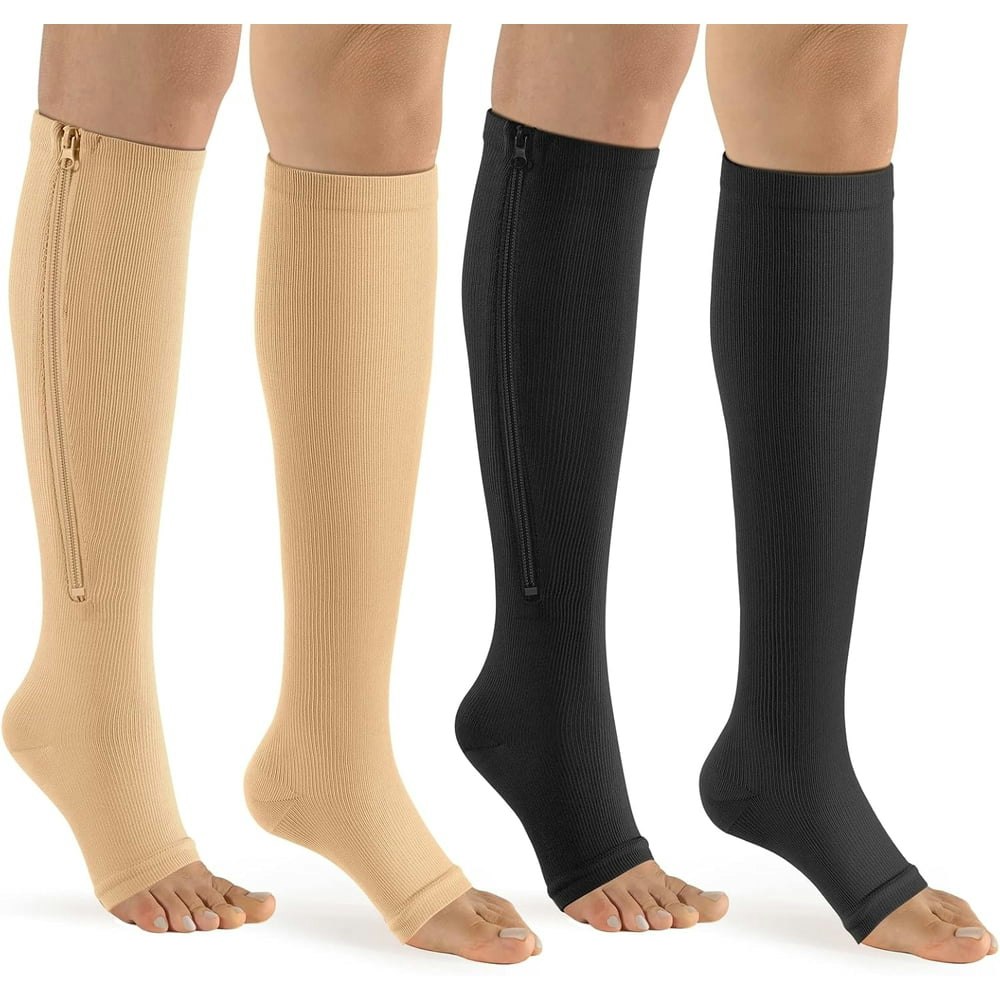 Sunm Boutique 15-20 mmHg Open Toe Zipper Compression Socks 2-Pair Pack: $11.30 Sunm Boutique 15-20 mmHg Open Toe Zipper Compression Socks 2-Pair Pack: $11.30