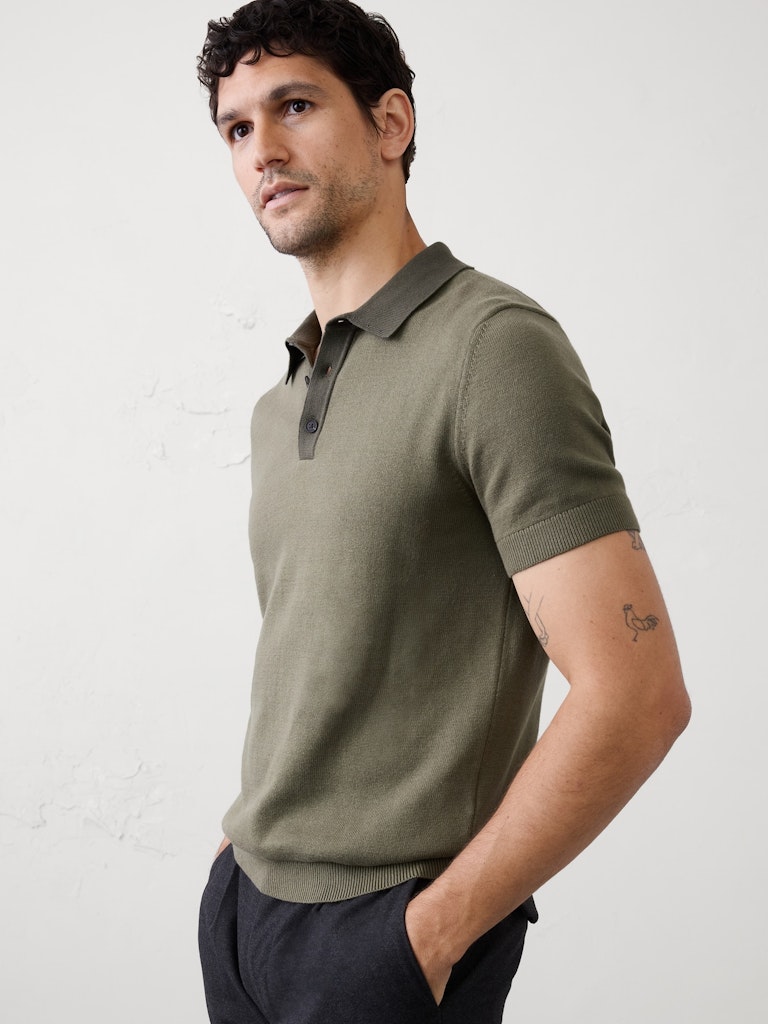Contrast-Placket Sweater Polo: $37.50 Contrast-Placket Sweater Polo: $37.50