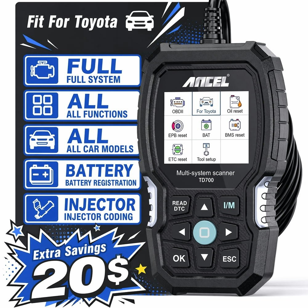 Ancel TD700 OBD2 Full System Diagnostic Scanner: $118.99