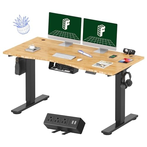 Flexispot EN2 55"x28" Bamboo Electric Standing Desk with Power Strip: $279.97