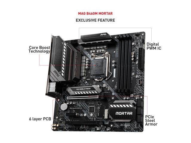 MSI MAG B460M Mortar LGA 1200 Micro ATX Motherboard: $86.90 MSI MAG B460M Mortar LGA 1200 Micro ATX Motherboard: $86.90