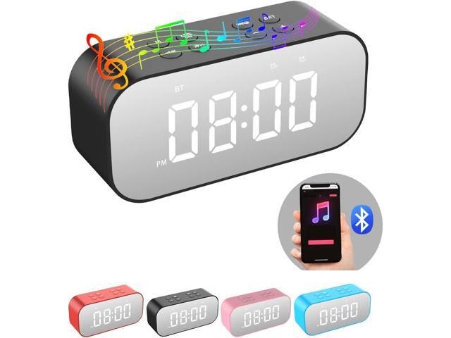 Digital Alarm Clock with Bluetooth Speaker and LED Mirror: $25.89