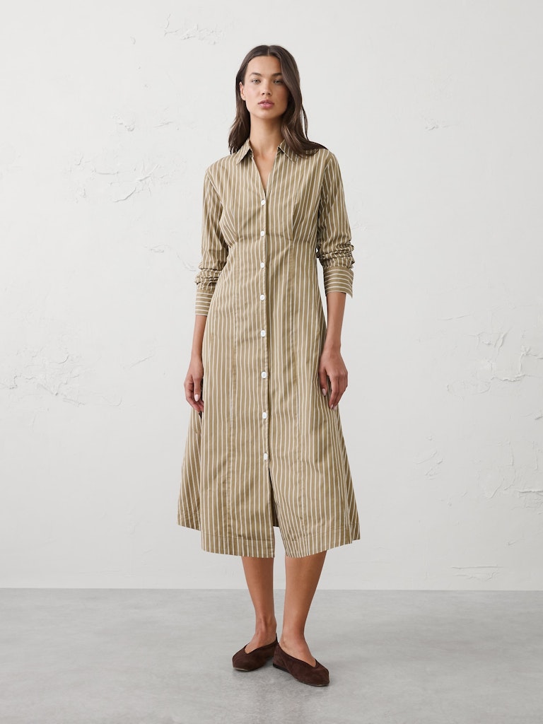 Seamed-Waist Midi Shirtdress: $70 Seamed-Waist Midi Shirtdress: $70