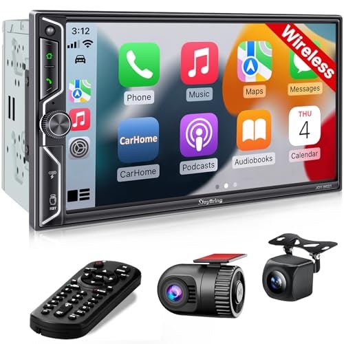 SJoyBring 7-inch Double Din Apple CarPlay and Android Auto Car Stereo: $135.97