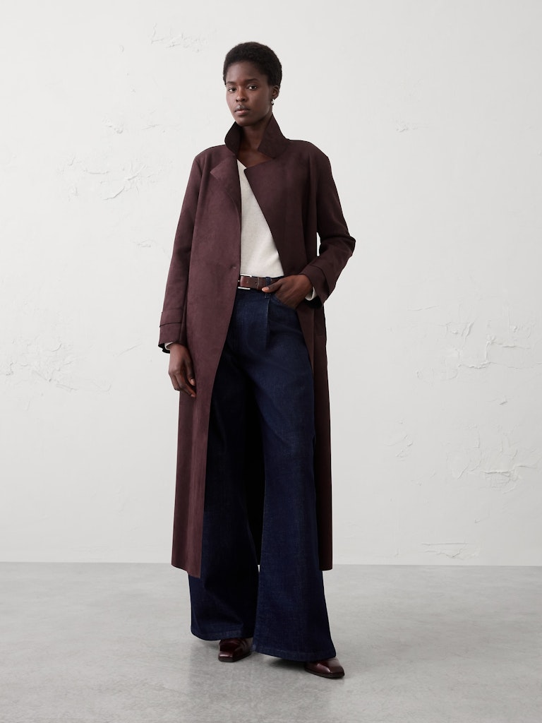 Vegan Suede Long Coat: $120 Vegan Suede Long Coat: $120