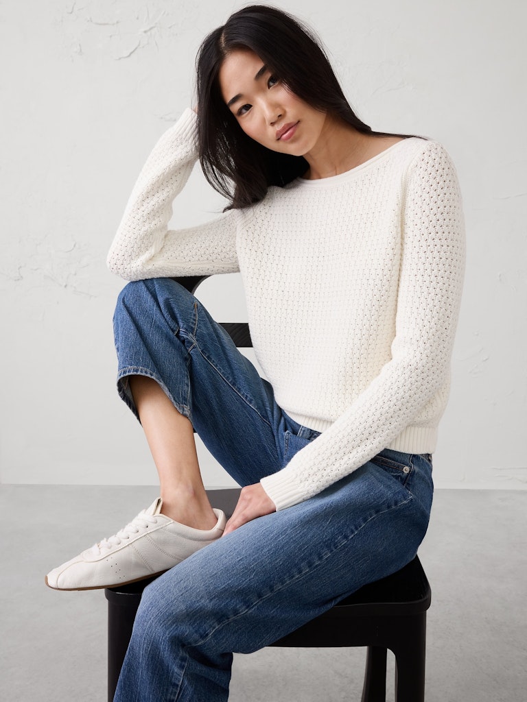 Cotton Boatneck Crochet Sweater: $80.97 Cotton Boatneck Crochet Sweater: $80.97