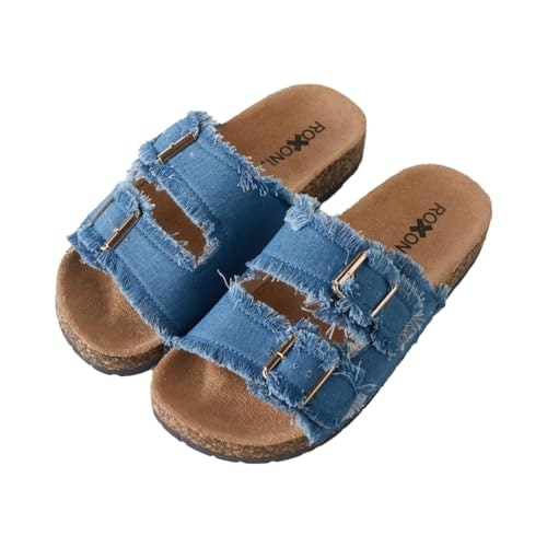 Roxoni Women's Double Buckle Comfort Slide Sandals: $17.56