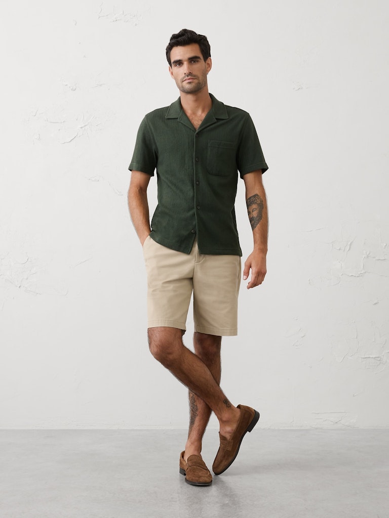 Standard-Fit Knit Herringbone Shirt: $35