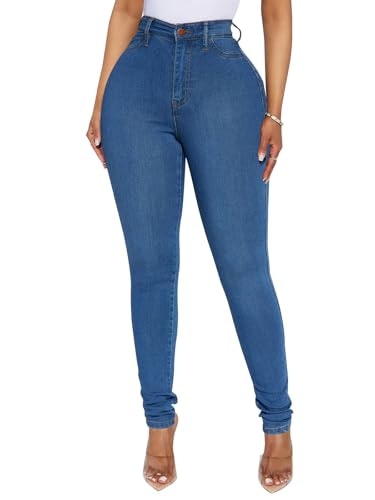 Kunmi Women's High Waisted Skinny Stretch Jeans: $28.85