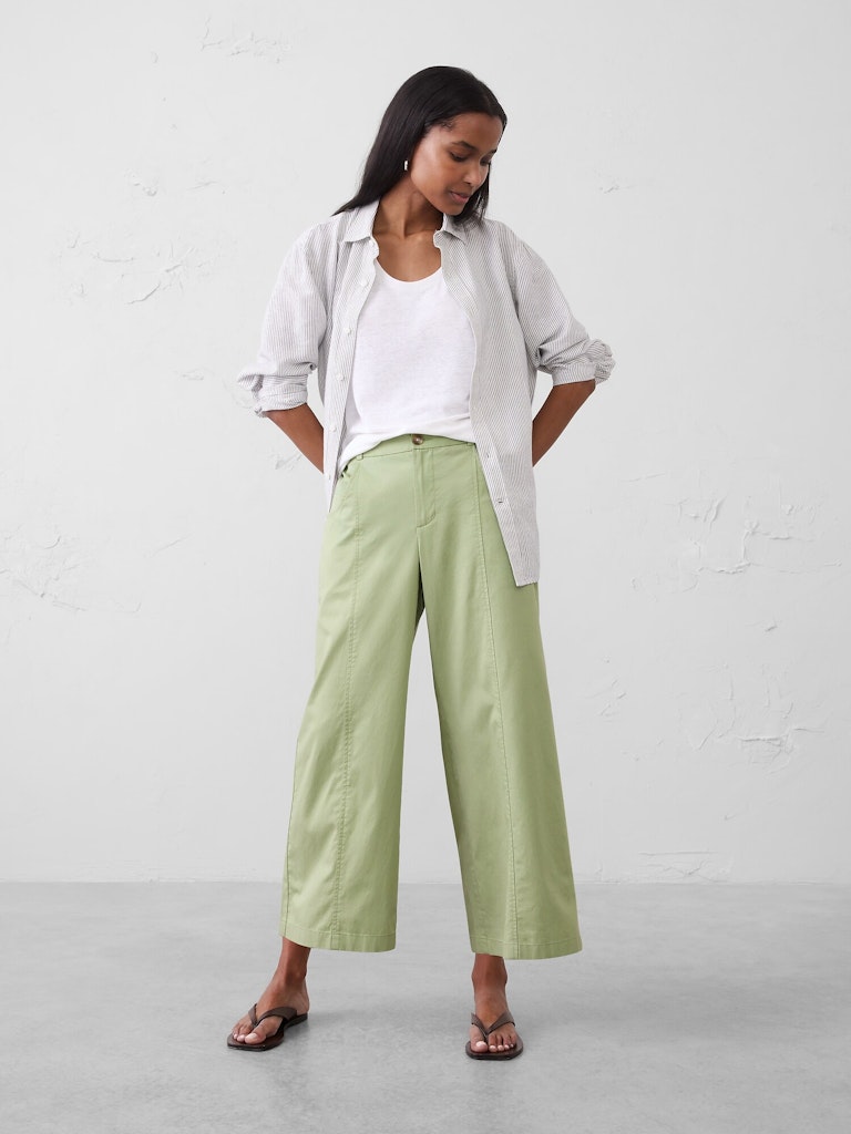 Wide-Leg Mid-Rise Lightweight Twill Cropped Trouser: $79.97 Wide-Leg Mid-Rise Lightweight Twill Cropped Trouser: $79.97