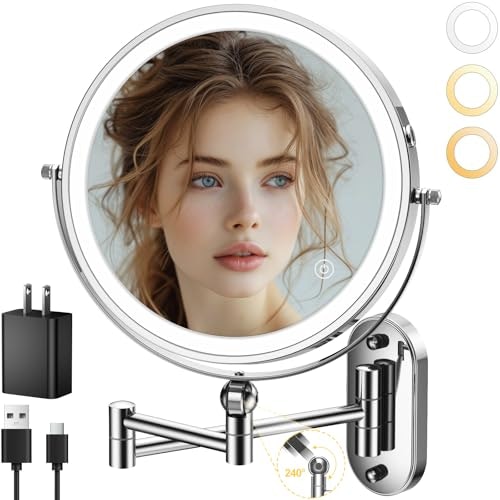 9-Inch Double-Sided Rechargeable Wall-Mounted Makeup Mirror: $39.99