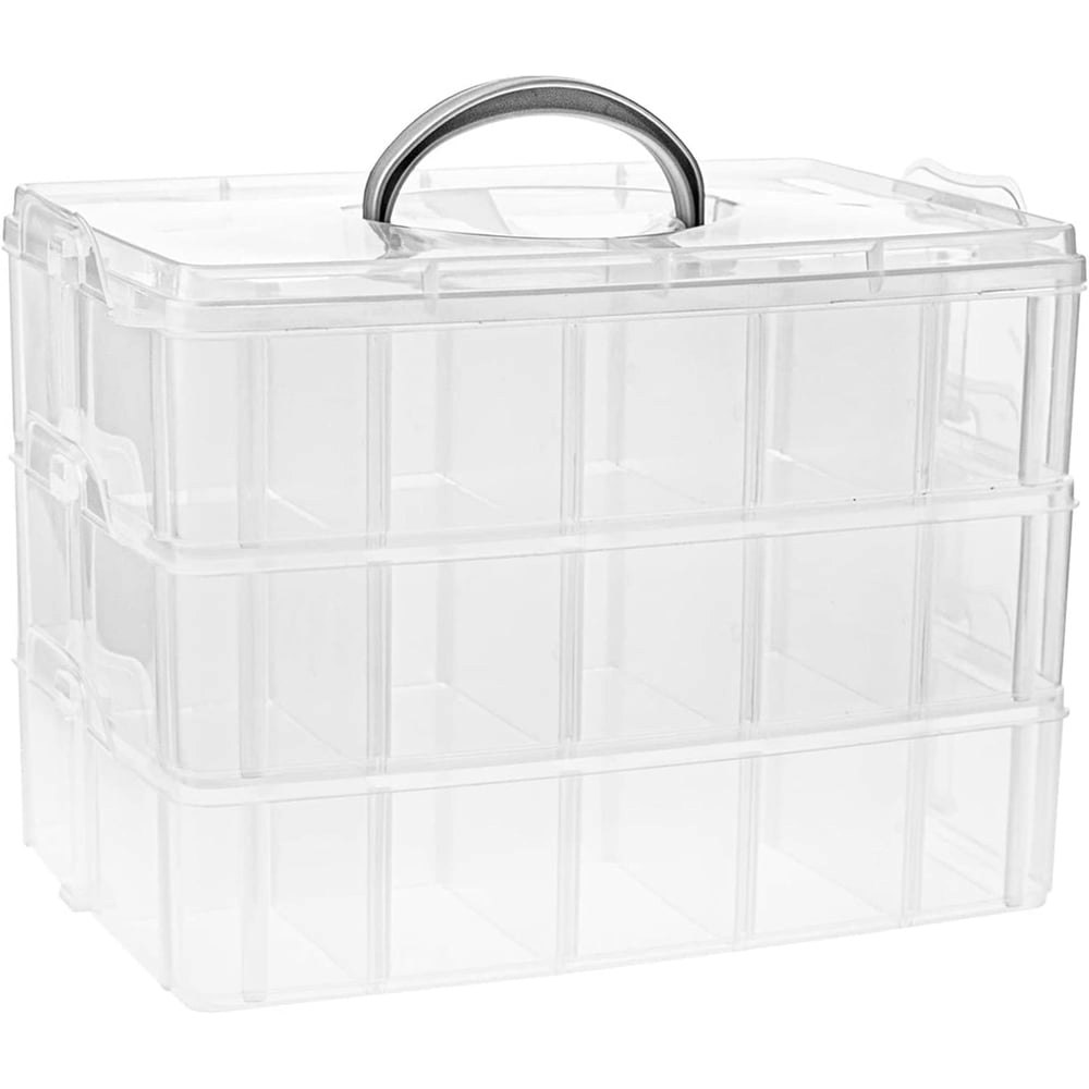 Bexikou 3-Tier 30-Section Stackable Craft Storage Box: $15.89