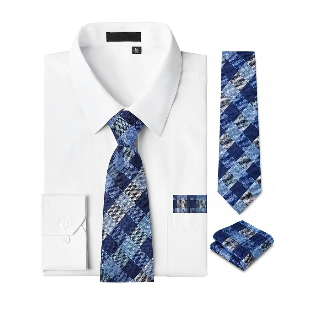 Men's Long Sleeve Dress Shirt, Tie, and Handkerchief 3-Piece Set: $24.39