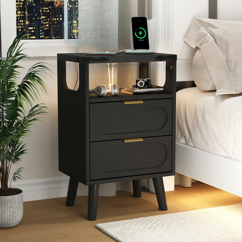 Idealsoul 2-Drawer Nightstand with Charging Station and LED Light: $45.94 Idealsoul 2-Drawer Nightstand with Charging Station and LED Light: $45.94
