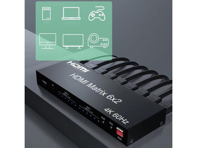 6x2 4K 60Hz HDMI 2.0 Matrix Switcher and Splitter: $199.25 6x2 4K 60Hz HDMI 2.0 Matrix Switcher and Splitter: $199.25