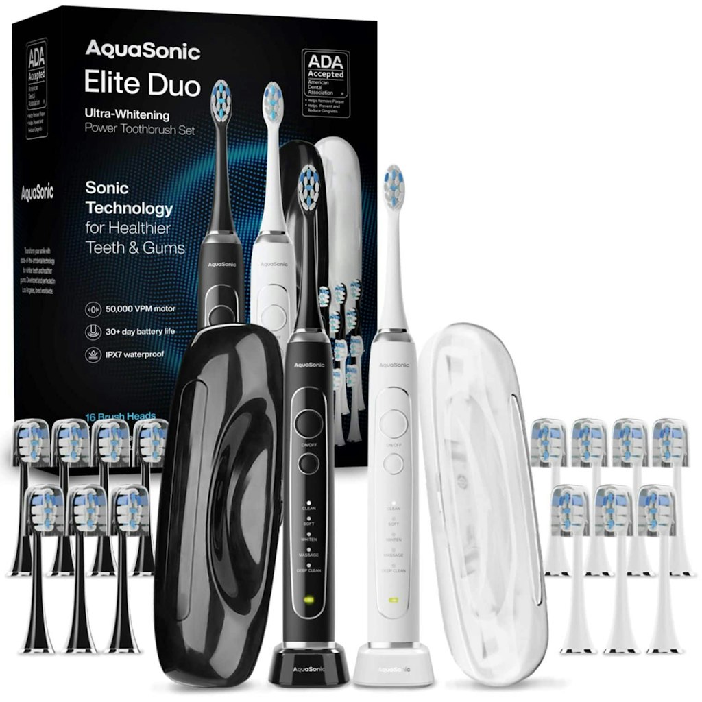 AquaSonic Elite Duo Rechargeable Electric Toothbrush Set: $89.95 AquaSonic Elite Duo Rechargeable Electric Toothbrush Set: $89.95