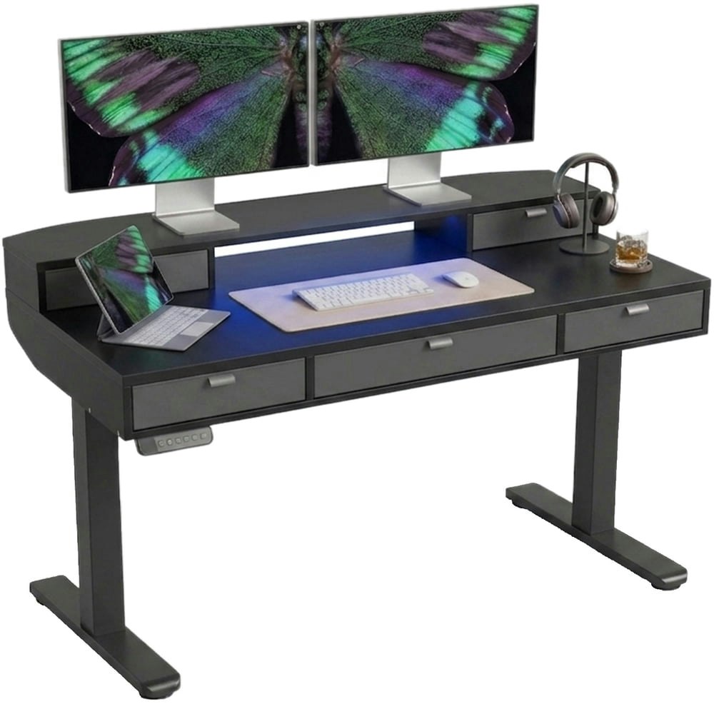 48" x 24" Electric Standing Desk with Drawers and Monitor Riser: $159.99 48" x 24" Electric Standing Desk with Drawers and Monitor Riser: $159.99