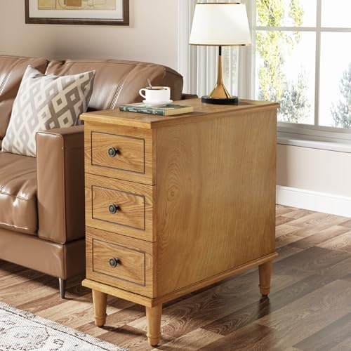 Tribesigns Solid Wood Narrow End Table with Drawers: $161.99 Tribesigns Solid Wood Narrow End Table with Drawers: $161.99